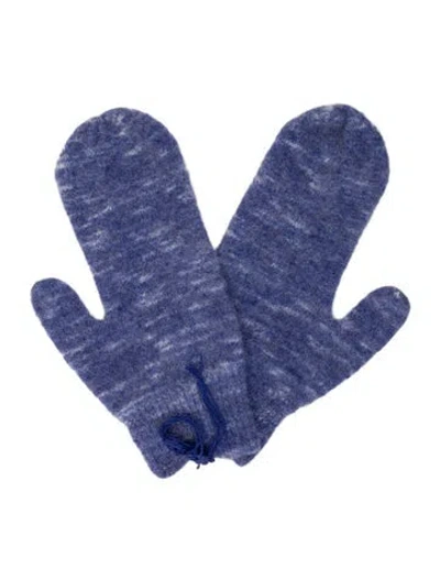 Pre-owned The Elder Statesman Knitted Pattern Print Gloves W/tags In Blue