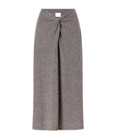 The Elder Statesman Knotted Marl Knitted Cashmere Midi Skirt In Gray