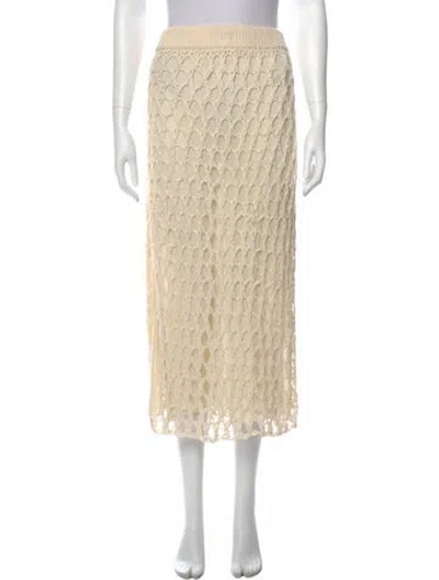 Pre-owned The Elder Statesman Lace Pattern Midi Length Skirt In Neutral