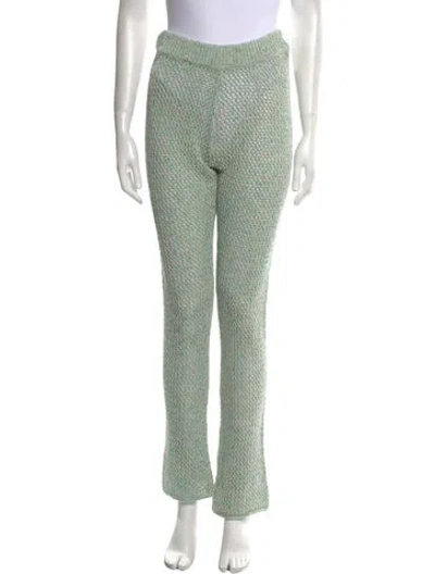 Pre-owned The Elder Statesman Lace Pattern Straight Leg Pants In Green
