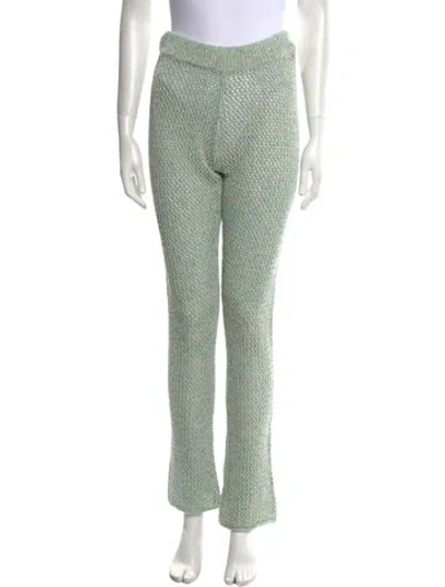 Pre-owned The Elder Statesman Lace Pattern Straight Leg Pants In Green