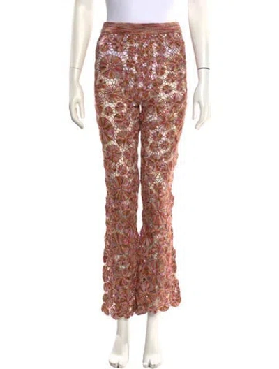 Pre-owned The Elder Statesman Lace Pattern Wide Leg Pants W/ Tags In Neutral
