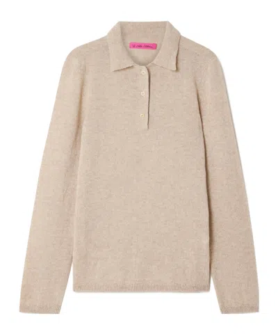 The Elder Statesman Laurel Cashmere Polo Collar Knit Sweater In Neutral