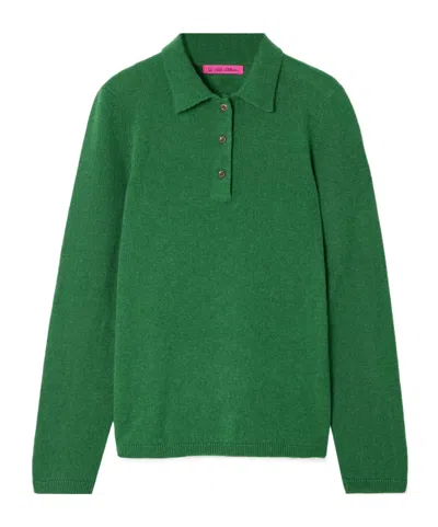 The Elder Statesman Laurel Cashmere Polo Sweater In Green