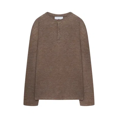 Pre-owned The Elder Statesman Lenny Knit Henley 'beach' | Tan | Men's Size S In Brown