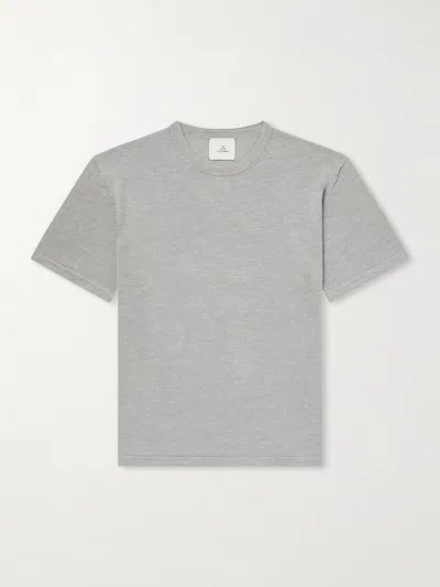 The Elder Statesman Lenny Ribbed Wool, Silk And Linen-blend T-shirt In Gray