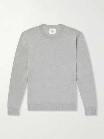 The Elder Statesman Libeccio Wool, Silk And Linen-blend Sweater In Gray