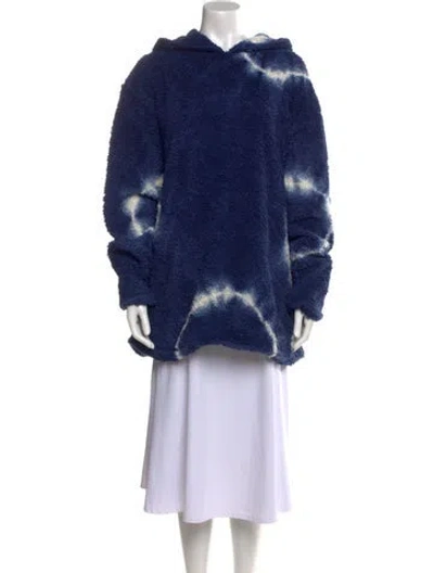 Pre-owned The Elder Statesman Linen Tie-dye Print Sweatshirt In Blue