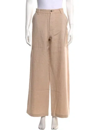 Pre-owned The Elder Statesman Linen Wide Leg Pants W/ Tags In Neutral