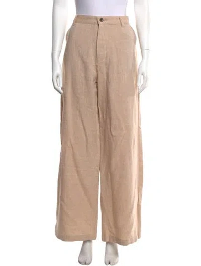 Pre-owned The Elder Statesman Linen Wide Leg Pants W/ Tags In Neutral