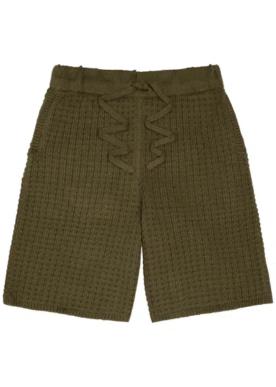 The Elder Statesman Lite Check Ball Cotton-knit Shorts In Green
