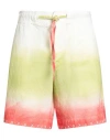 The Elder Statesman Man Shorts & Bermuda Shorts Light Green Size L Linen In Multi