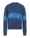 The Elder Statesman Man Sweater Slate Blue Size L Cashmere In Blue
