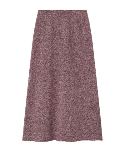 The Elder Statesman Marl Cashmere Midi Skirt In Burgundy