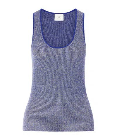 The Elder Statesman Marl Knitted Cashmere Tank In Blue