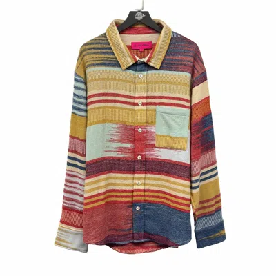 The Elder Statesman Men's Blanket Stripe Overshirt In Sahara Stripe In Multi