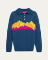 The Elder Statesman Men's Cashmere Rocky Mountain Rugby Sweater In Sea Blue Multi