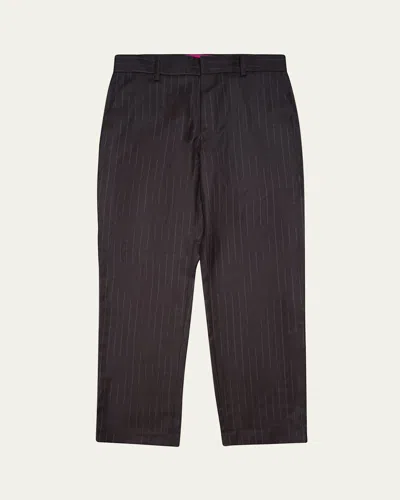The Elder Statesman Men's Chalk Stripe Wool-cashmere Pants In Brown
