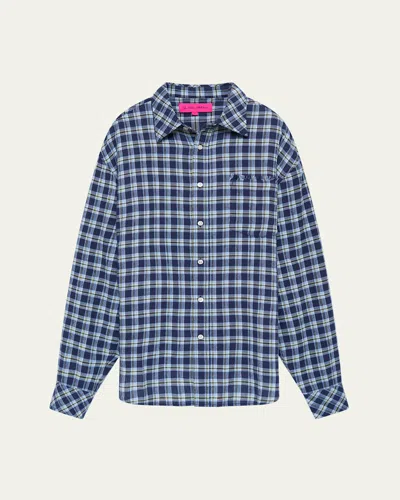 The Elder Statesman Men's Dune Plaid Button-down Beach Shirt In Blue