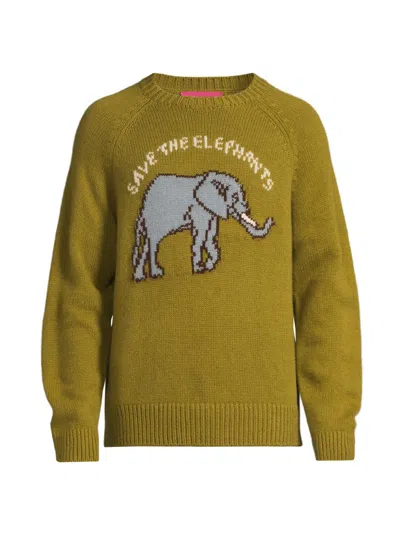 The Elder Statesman Men's Elephant Cashmere Crewneck Sweater In Multi