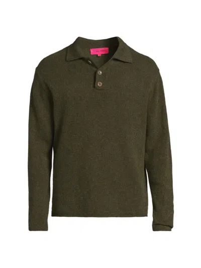 The Elder Statesman Men's Heavy Cashmere Rugby Sweater In Green