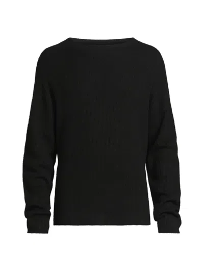The Elder Statesman Men's Heavy Cashmere-silk Crewneck Sweater In Black