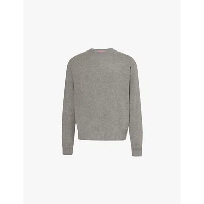 The Elder Statesman Mens Light Grey Crewneck Brushed Regular-fit Cashmere Jumper