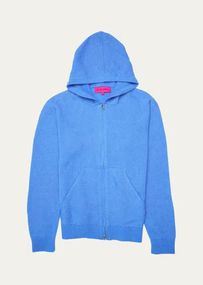 The Elder Statesman Nimbus Hood Regular-fit Cashmere And Cotton-blend Hoody In Blue