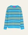The Elder Statesman Nimbus Reef Striped Cashmere-blend Knit Sweatshirt In Blue