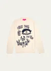 The Elder Statesman Graphic Intarsia-knit Cotton Jumper In Naturalnavy