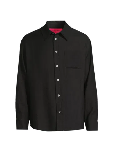 The Elder Statesman Men's Regular-fit Cashmere-wool Shirt In Black