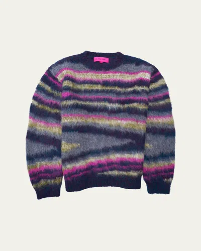 The Elder Statesman Oil Slick Striped Jacquard-knit Alpaca-blend Sweater In Gray