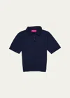 The Elder Statesman Men's Solid Knit Polo Shirt In Navy