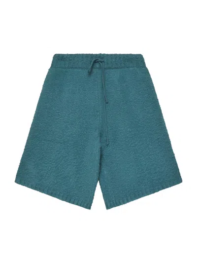 The Elder Statesman Men's Vail Textured Cashmere Shorts In Blue