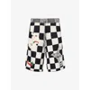 The Elder Statesman Mens Black/natural Check Nora Lite Creature Checked Knitted Shorts In Multi