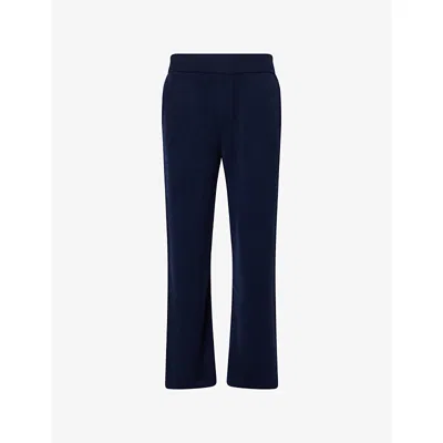 The Elder Statesman Mens Navy Brushed Wide-leg Cashmere Trousers In Blue