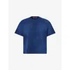 The Elder Statesman Mens Newblue Oversized Sun-bleached Cotton-cashmere Blend T-shirt In Blue