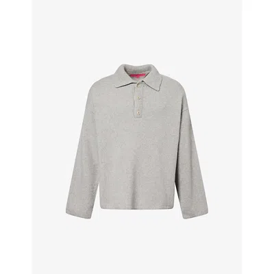 The Elder Statesman Mens Silver Dume Rugby Collar Cashmere Jumper In Gray