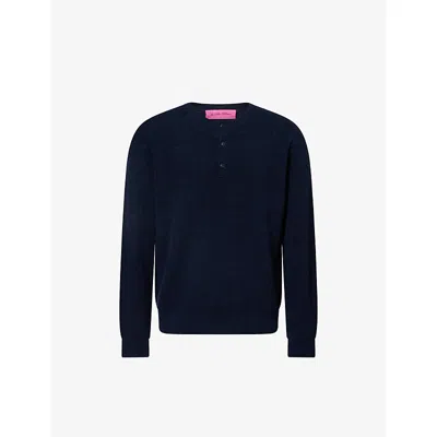 The Elder Statesman Mens Twilight Waffle-knit Thermal Cashmere Jumper In Blue