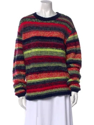 Pre-owned The Elder Statesman Merino Wool Striped Sweater In Black