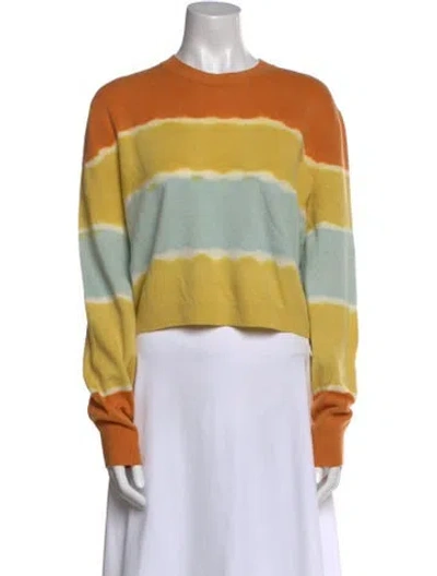 Pre-owned The Elder Statesman Merino Wool Striped Sweater W/ Tags In Yellow