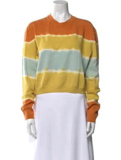 Pre-owned The Elder Statesman Merino Wool Striped Sweater In Yellow