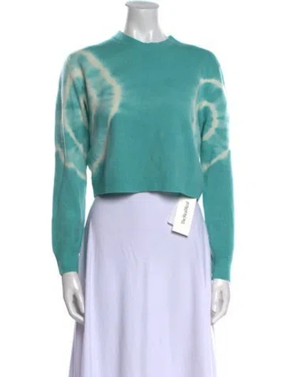 Pre-owned The Elder Statesman Merino Wool Tie-dye Print Sweater In Blue
