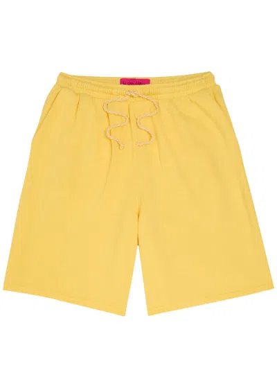 The Elder Statesman Midi Ball Cotton And Cashmere-blend Shorts In Yellow
