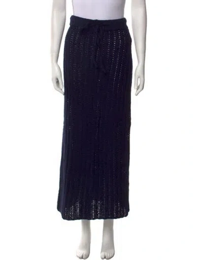 Pre-owned The Elder Statesman Midi Length Skirt In Blue