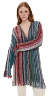 The Elder Statesman Mixed Fringe Cardigan Beachy Multi In Multi