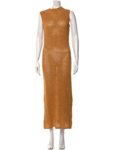 Pre-owned The Elder Statesman Mock Neck Long Dress W/ Tags In Yellow