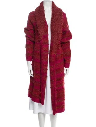 Pre-owned The Elder Statesman Mohair Faux Fur Coat In Red