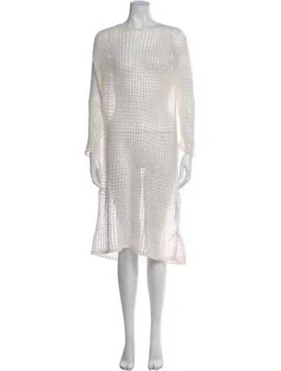 Pre-owned The Elder Statesman Mohair Midi Length Dress In Neutral