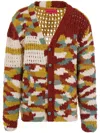 The Elder Statesman Monogram-pattern Knitted Cardigan In Brown